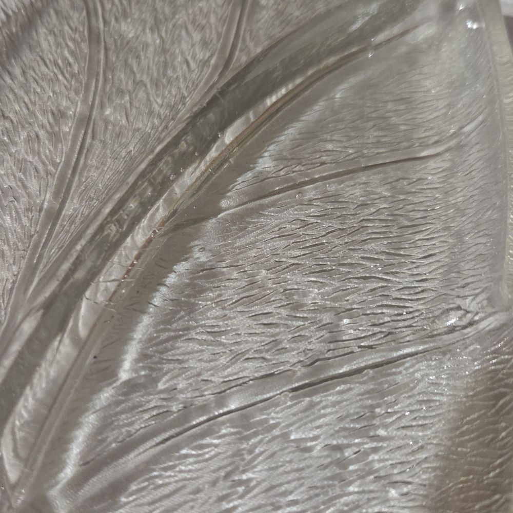 SET of 2 Elegant Clear Glass Leaf Platters - Serving Trays Appetizer Plate